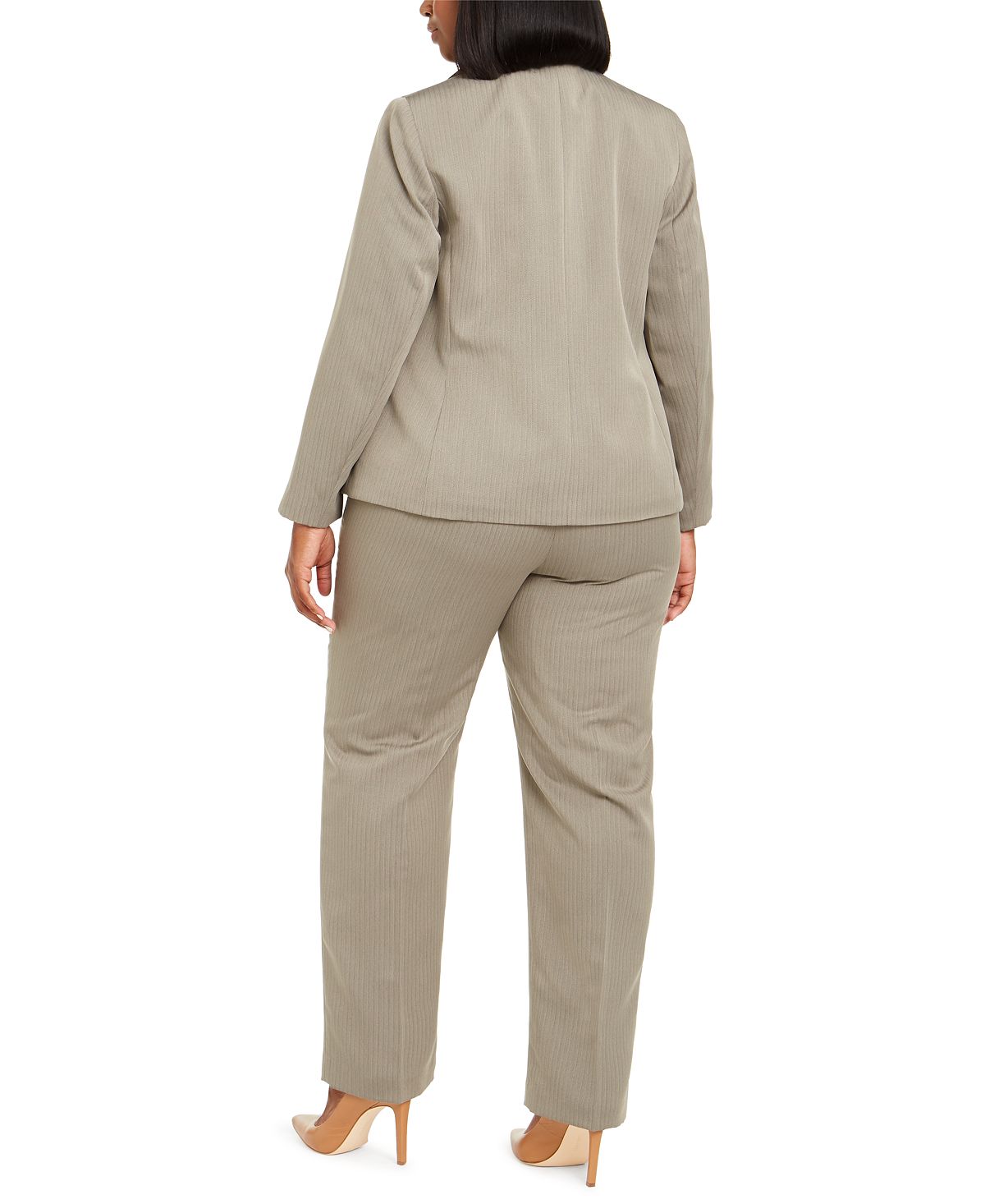 Le Suit Calça Feminina Listrada Corto Perna Reta Marrom Tamanho 14W