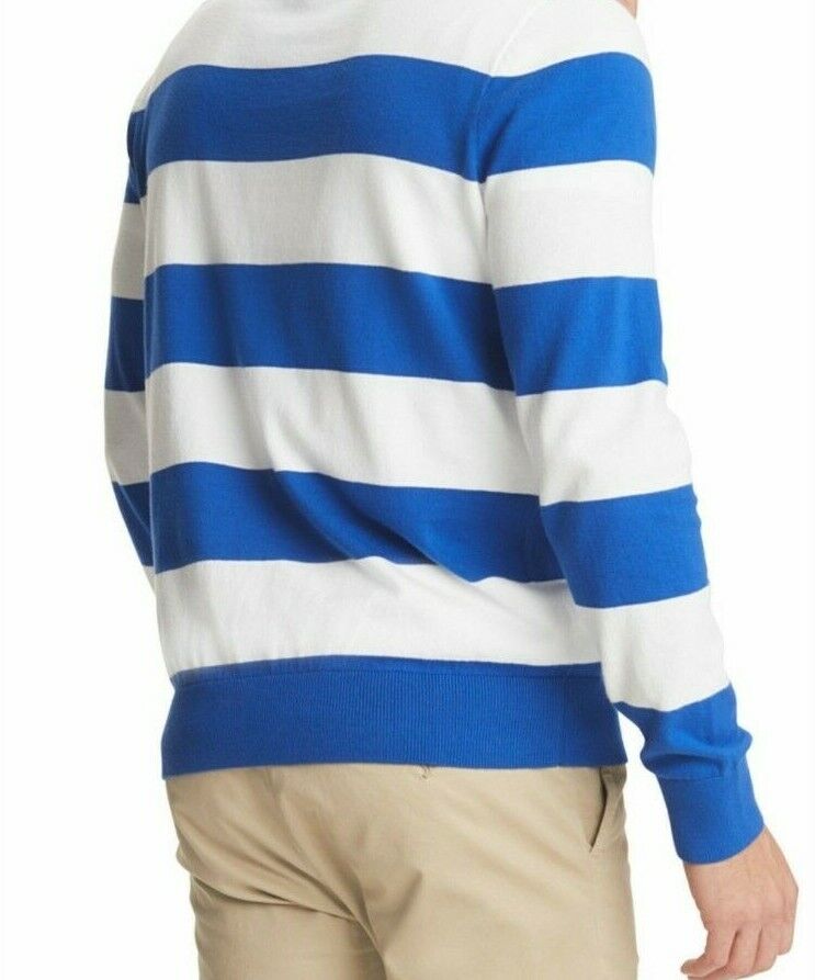 Suéter listrado masculino Tommy Hilfiger Signature Rugby azul tamanho XXL