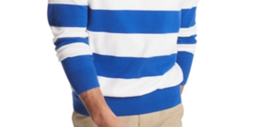 Suéter listrado masculino Tommy Hilfiger Signature Rugby azul tamanho XXL