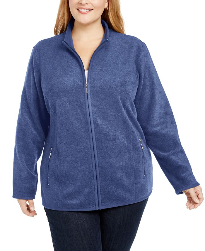 Jaqueta esportiva feminina Karen Scott Plus Zeroproof Fleece Performance, vermelha, tamanho 1X
