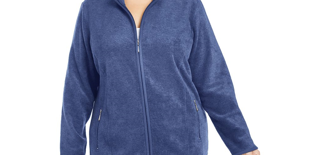 Jaqueta esportiva feminina Karen Scott Plus Zeroproof Fleece Performance, vermelha, tamanho 1X