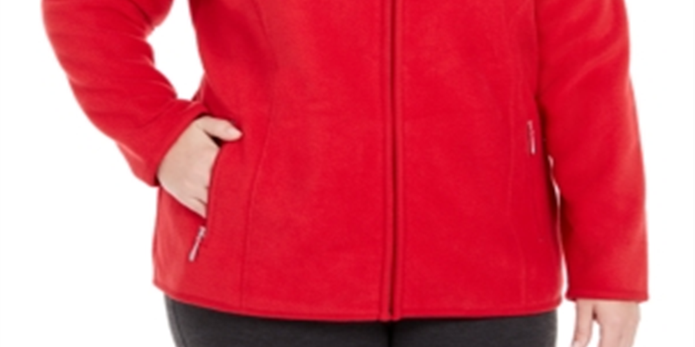 Jaqueta esportiva feminina Karen Scott Plus Zeroproof Fleece Performance, vermelha, tamanho 1X