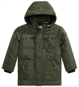 Jaqueta de mergulho com capuz e acabamento em pele sintética Michael Kors Big Boy, verde, tamanho 18/20