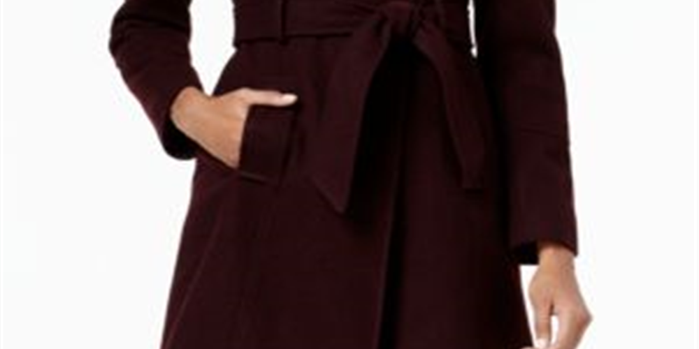 Guss Casaco assimétrico com cinto Walker feminino, vinho, tamanho XL