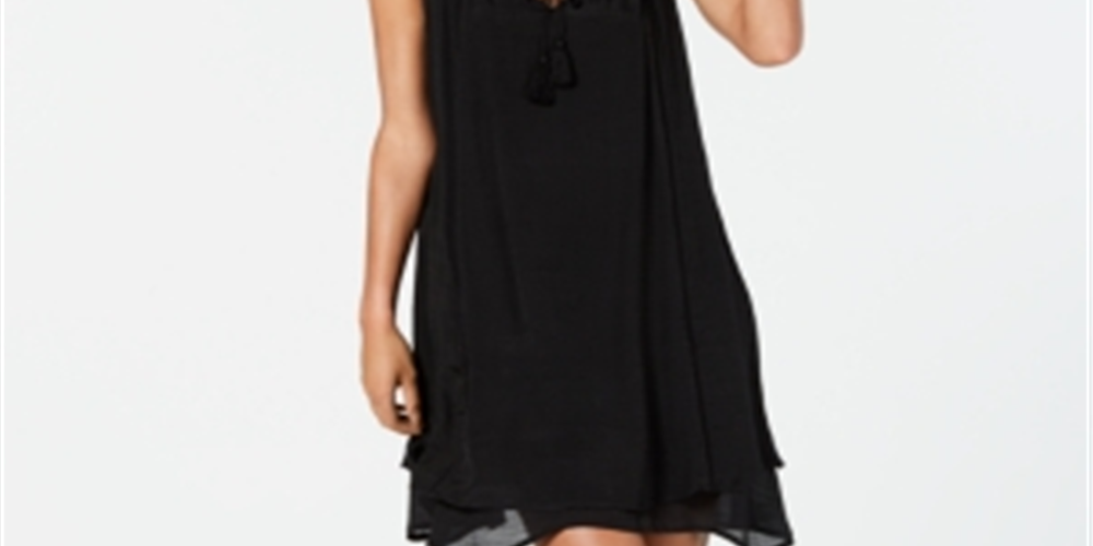 Vestido feminino sem mangas com bainha de lenço estilo &amp; co, preto, tamanho grande