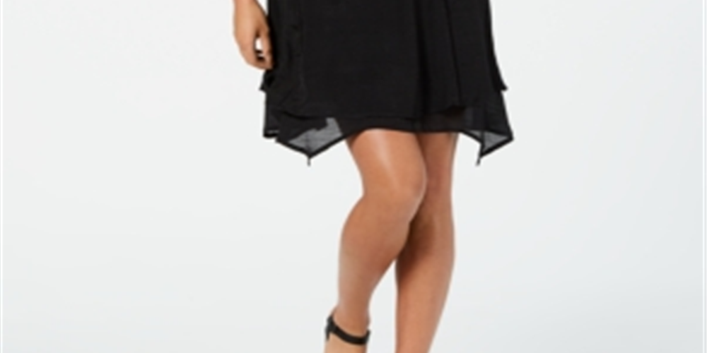 Vestido feminino sem mangas com bainha de lenço estilo &amp; co, preto, tamanho grande