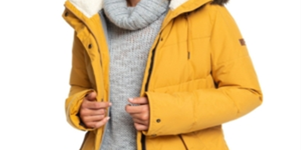 Casaco acolchoado com capuz e acabamento em pele sintética Roxy Junior's Ellie, amarelo, tamanho pequeno