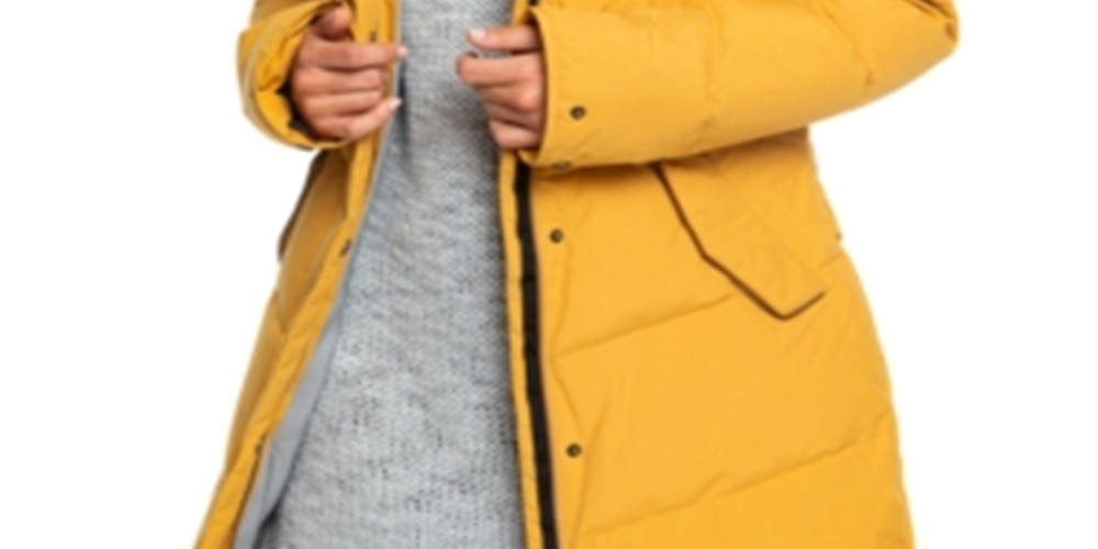 Casaco acolchoado com capuz e acabamento em pele sintética Roxy Junior's Ellie, amarelo, tamanho pequeno