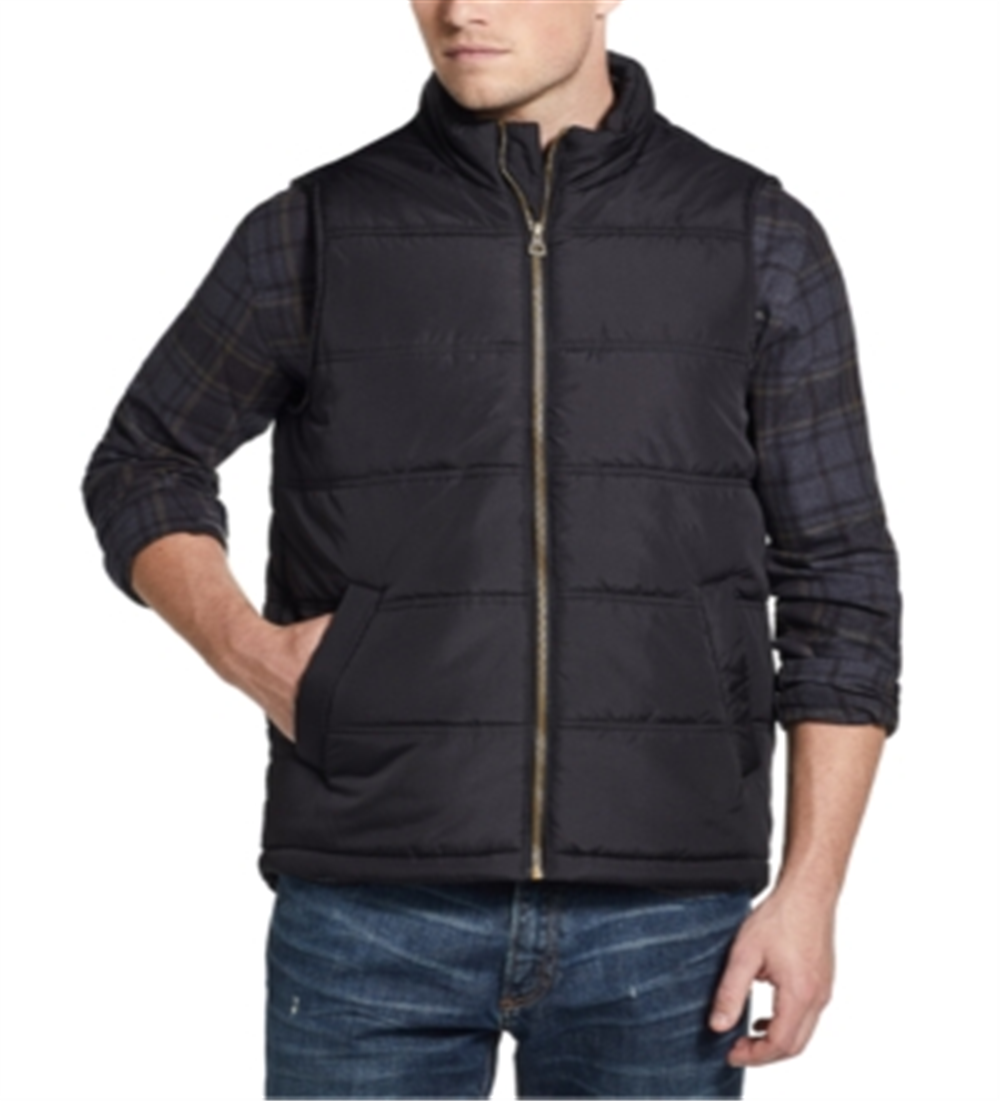 Colete masculino vintage à prova de intempéries com zíper frontal, preto, tamanho XXX-G