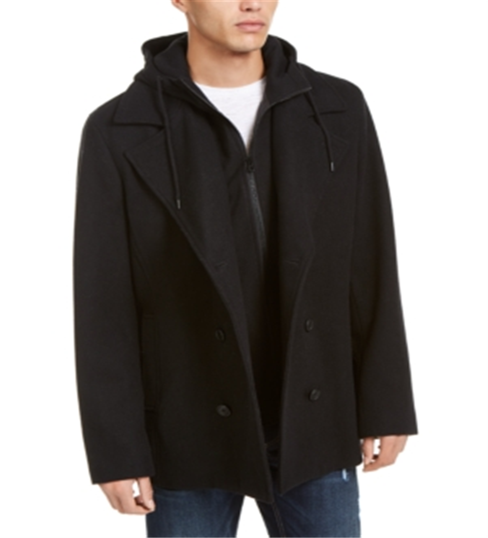 American Rag Men's Zip Bib Casaco de lã trespassado preto tamanho extragrande