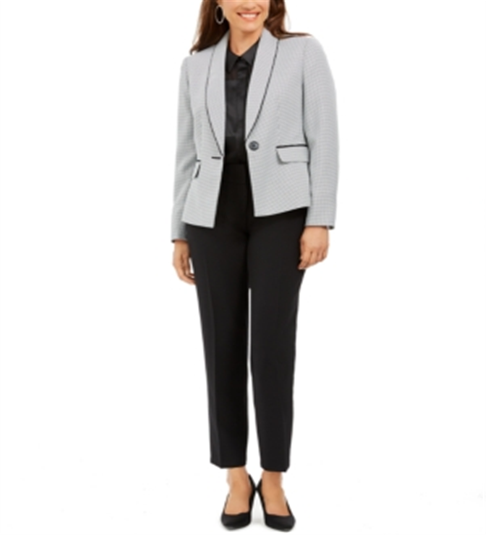 Le Suit Terno Profissional Pied de Poule Feminino Preto Tamanho 12