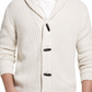Cardigan masculino vintage à prova de intempéries com gola xale e tricô, azul, tamanho médio