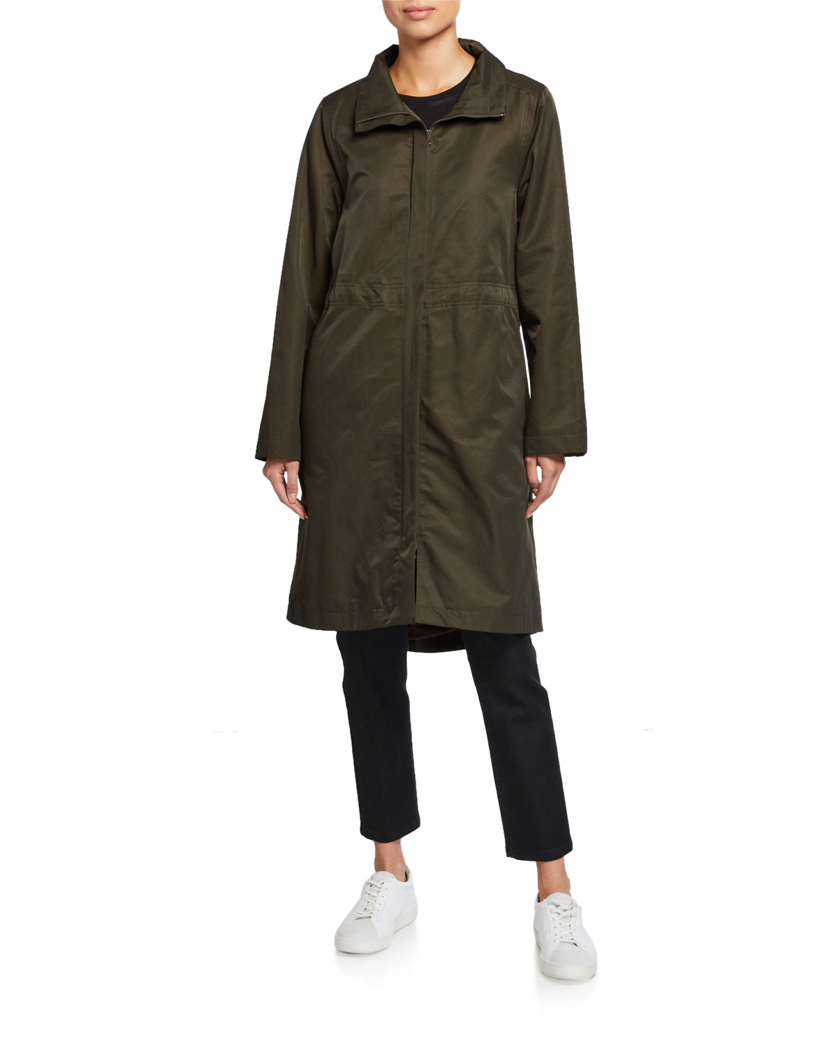 Eileen Fisher Women's MIDI Organic Cotton Cold Weather Coat Brown Size X-Small