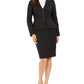 Le Suit Feminino Jaqueta Plissada Saia Terno Preto Tamanho 14 Petite