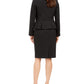 Le Suit Feminino Jaqueta Plissada Saia Terno Preto Tamanho 14 Petite
