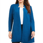 Jaqueta longa feminina Alfani com frente aberta, azul, tamanho grande