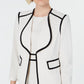 Blazer feminino Kasper com lapela em asa e acabamento contrastante, branco, tamanho 8