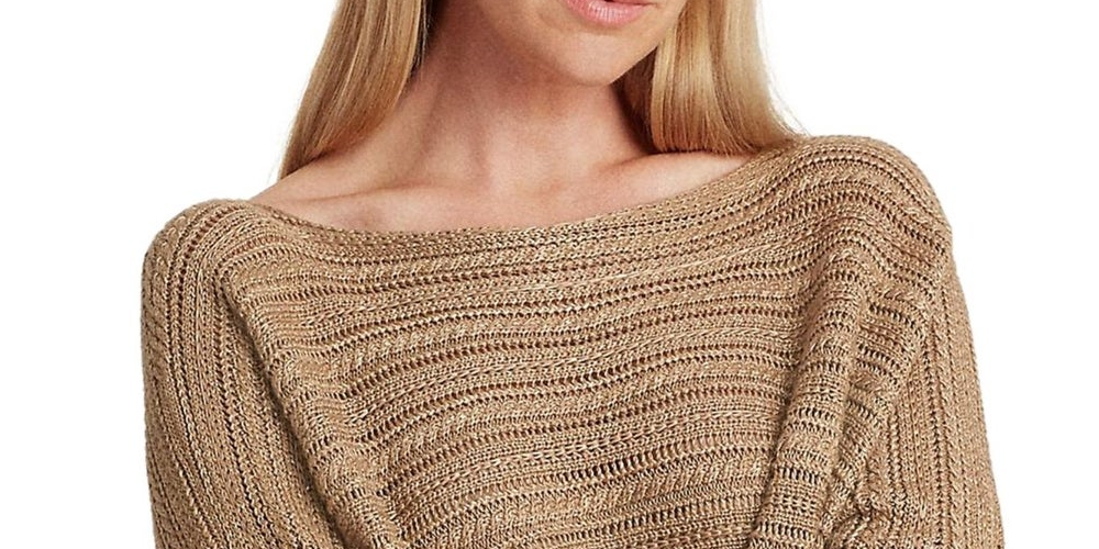 Suéter Ralph Lauren Feminino Manga 3/4 Gola Canoa Bege Tamanho XXG