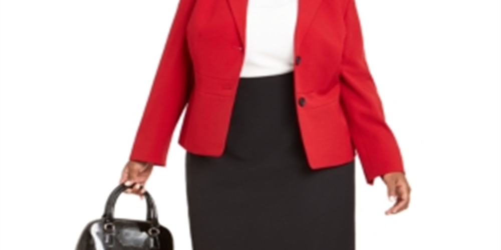 Le Suit Feminino Plus Size Saia Lápis Vermelha Tamanho 14W