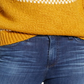 Suéter feminino Lucky Brand com estampa de manga comprida e gola redonda, amarelo, tamanho médio