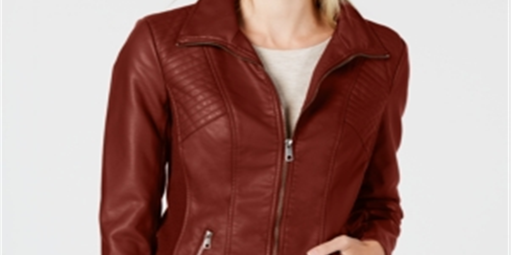 Jaqueta de couro sintético feminina Style &amp; Co, vermelha, tamanho pequeno