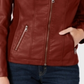 Jaqueta de couro sintético feminina Style &amp; Co, vermelha, tamanho pequeno