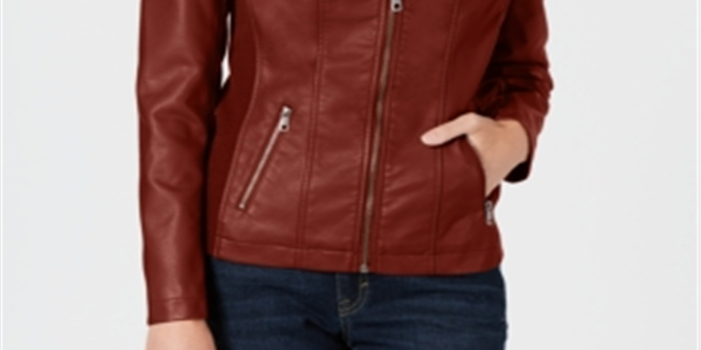 Jaqueta de couro sintético feminina Style &amp; Co, vermelha, tamanho pequeno