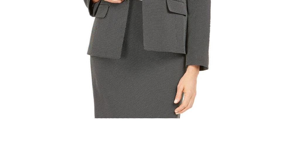 Blazer feminino Kasper com gola entalhada, preto, tamanho 4