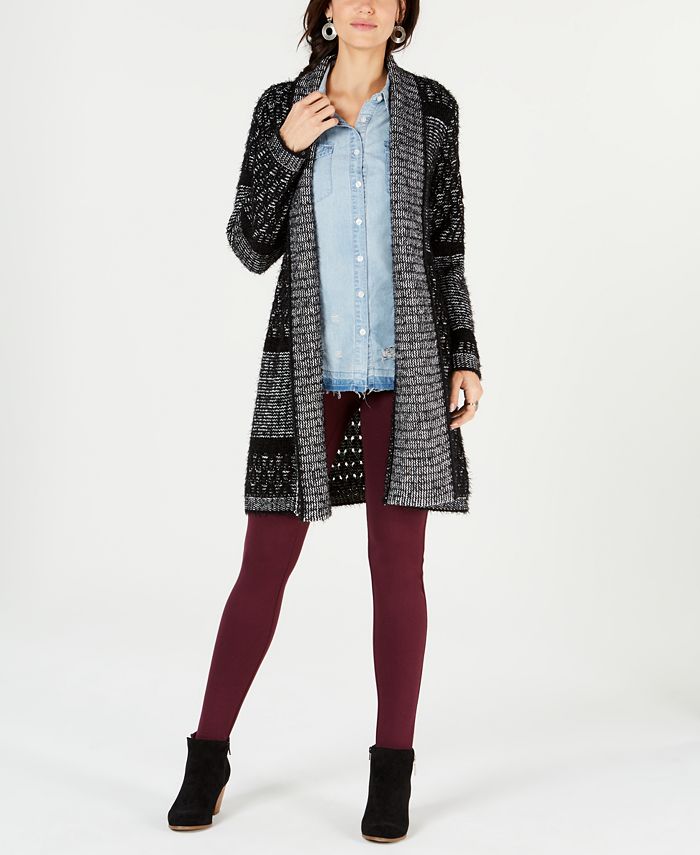 Cardigan feminino estampado com gola xale estilo &amp; co, preto, tamanho pequeno