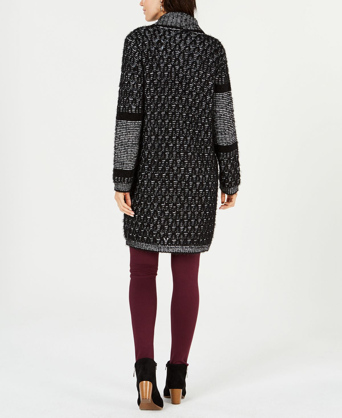 Cardigan feminino estampado com gola xale estilo &amp; co, preto, tamanho pequeno