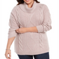 Suéter de tricô com gola alta e cabo Charter Club Plus Size, rosa, tamanho 0X