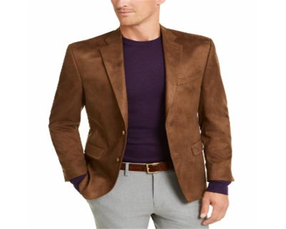 Blazer masculino Lauren Ralph Lauren de camurça sintética com ajuste clássico e dois botões, marrom, tamanho 42R