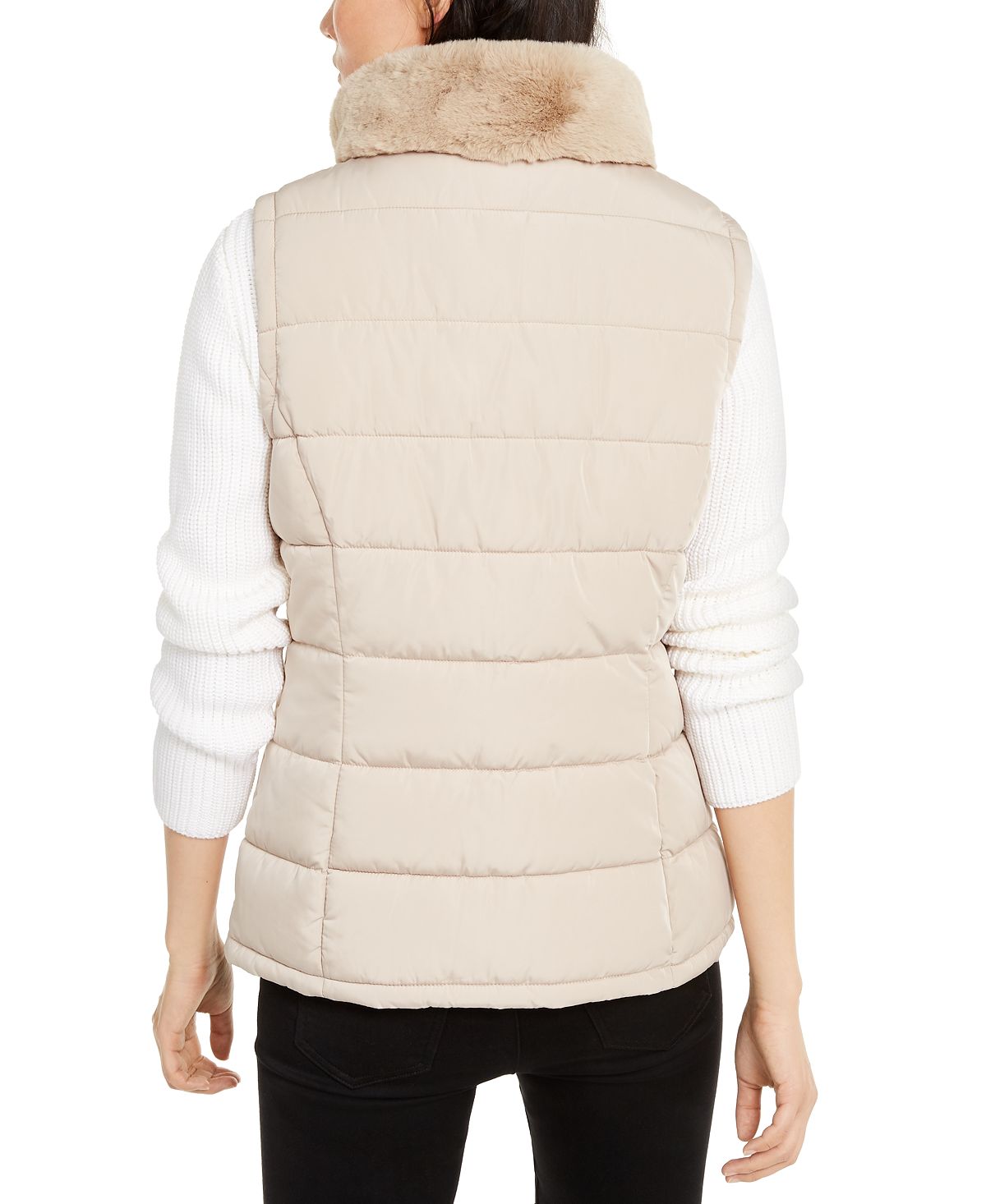 Calvin Klein Colete Feminino Gola Pele Sintética Marrom Tamanho Grande