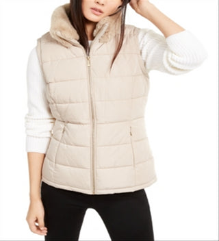 Calvin Klein Colete Feminino Gola Pele Sintética Marrom Tamanho Grande