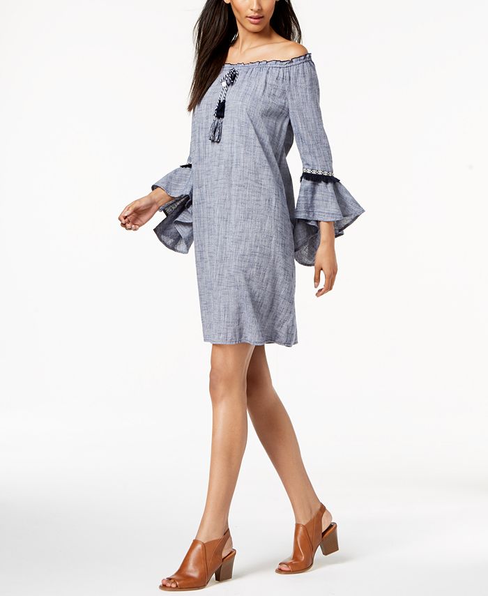 Vestido de algodão tomara que caia feminino Style &amp; Co, azul, tamanho X-G