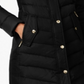 Casaco acolchoado com capuz e acabamento em pele sintética Michael Kors feminino, preto, tamanho XS