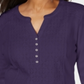 Karen Scott Top Henley Feminino de Algodão com Ilhós Frontais Roxo Tamanho Pequeno Médio