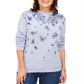 Karen Scott Moletom Feminino de Lã com Estampa Floral Azul Tamanho X-G