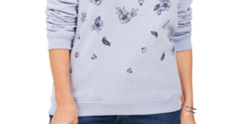 Karen Scott Moletom Feminino de Lã com Estampa Floral Azul Tamanho X-G