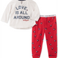 Conjunto de pijama Tommy Hilfiger para bebês, pequenas e grandes, 2 peças, Love Is All Around, branco, tamanho XXS (2-3)