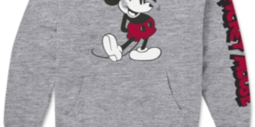 Moletom com capuz masculino com logotipo do Mickey Mouse cinza tamanho grande