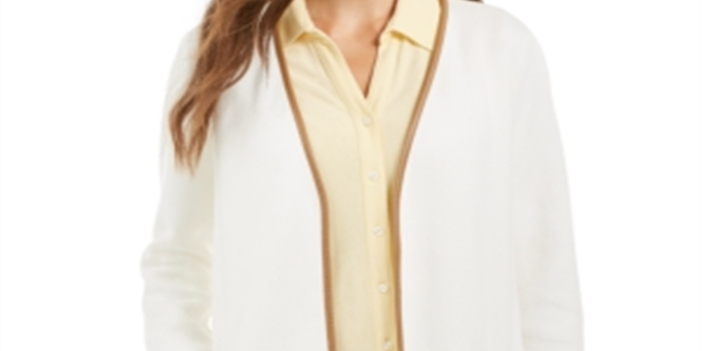 Suéter feminino Charter Club Milano Cotton Completer, branco, tamanho pequeno GG