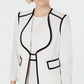 Blazer feminino Kasper com acabamento contrastante e frente aberta, branco, tamanho 16