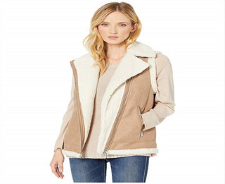 Colete Ralph Lauren Feminino com Acabamento em Pele de Carneiro Sintética Marrom Tamanho P