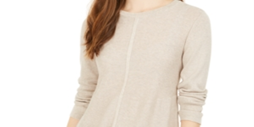 Suéter túnica estilo &amp; co petite com pontos mistos marrom tamanho petite GG