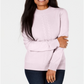 Camiseta feminina Karen Scott estampada, manga comprida, gola redonda, rosa, tamanho GG