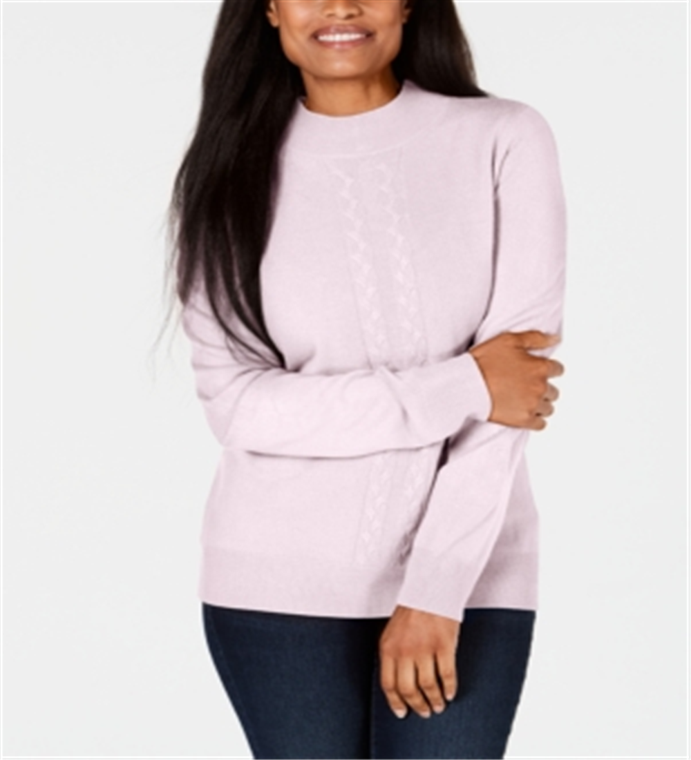 Camiseta feminina Karen Scott estampada, manga comprida, gola redonda, rosa, tamanho GG
