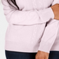 Camiseta feminina Karen Scott estampada, manga comprida, gola redonda, rosa, tamanho GG