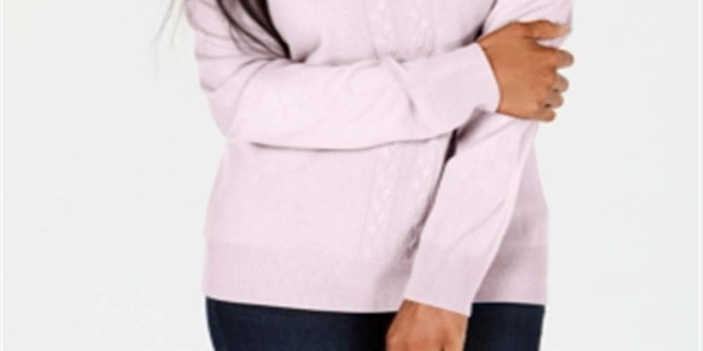 Camiseta feminina Karen Scott estampada, manga comprida, gola redonda, rosa, tamanho GG