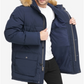 Tommy Hilfiger Parka Longa Masculina com Capuz de Pele Sintética Azul Tamanho Médio